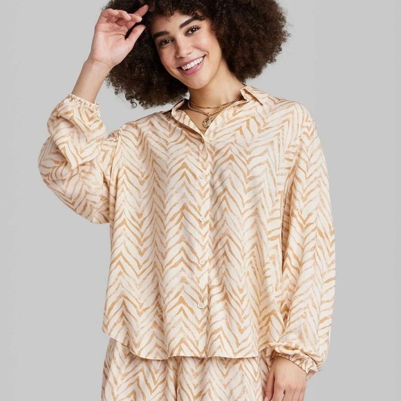 Ascot + Hart Women's Long Sleeve Button-Front & Shorts Pajama Set Size Md NWT - Picture 9 of 9